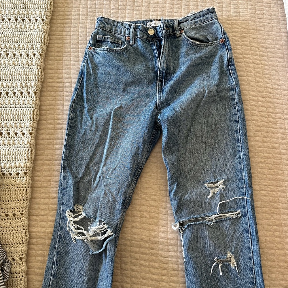 Zara High Waist Straight Leg Jeans